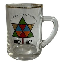 Canadian Centennial 1867-1967 Gold Rim Vintage Clear Glass Beer Stein Canada See - £14.98 GBP