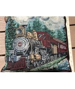 Train Railroad Tapestry Throw Pillow Smokey Express 15&quot; Black Piping Cot... - $515.01 MXN
