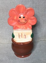 Vintage Handmade Hobbyist Kitsch Anthropomorphic Happy Flower In Pot Figurine - £18.69 GBP