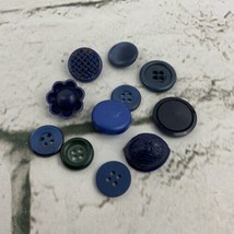 Vtg Button Lot Of 11 Blue Various Sizes Toggle Back 4 Hole DIY Clothing ... - $11.88