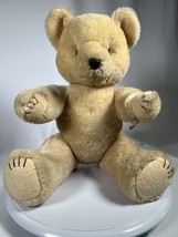 Shanghai Doll Factory Pure Wool 19&quot; Jointed Blonde Teddy Bear Vtg 60&#39;s - £18.34 GBP