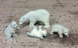 Vintage Lot Polar Bear Set 4 Adult And 3 Babies Germany Ceramic - £18.02 GBP