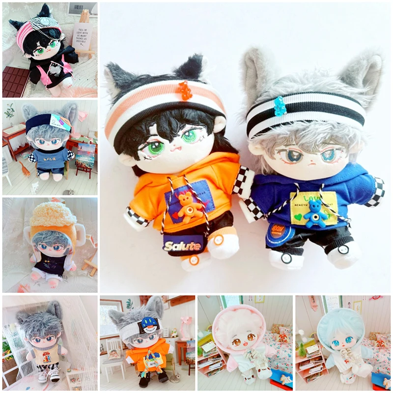20cm Doll Clothes Hoodies and Pants T-shirt Dress Up Stuffed Dolls Lovely Outfit - £9.03 GBP+