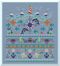 Sea cross stitch sampler pattern pdf - Victorian ornament cross stitch w... - $7.39