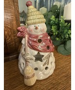 Yankee Candle Snowman Iridescent Tea Light Candle Holder Christmas Winte... - $20.40 CAD