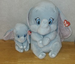 Dumbo Mama And Baby Plushes TY Sparkle Disney 18&quot; &amp; 8&quot; Excellent Condition - $32.10