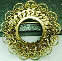 VINTAGE GOLD FILLED ORNATE LACED SCARF PIN BROOCH - $73.71 MXN