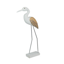 21 Inch Hand Carved White Painted Wood Bird Statue Home Coastal Decor Sculpture - £20.31 GBP