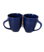 Navy Blue Ribbed Coffee Mugs Large Handle Lot 2 Dishwasher Microwave Safe - $456.75 MXN