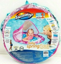 SwimWays Swim Step 1 Infant Spring Float with Sun Canopy Pink Garden Pri... - £19.33 GBP