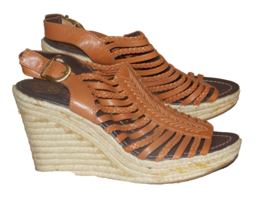 Vince Camuto BRAIDED Brown Leather Wedges Platform Ankle Strap Women 10.... - $59.99