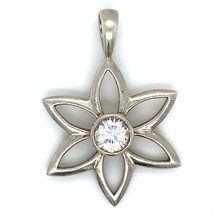 Vintage Sterling Signed 925 Silpada Daisy Flower Cubic Zirconia Charm Pendant - £51.42 GBP