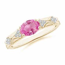 ANGARA Oval Pink Sapphire Vintage Style Ring with Diamond Accents - £1,321.77 GBP