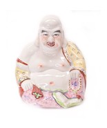 X-Large Smiling Buddha Chinese Famille Rose Porcelain Statue 10x8x6&quot; Vin... - £77.82 GBP