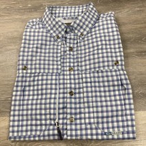 Drake Waterfowl Shirt Mens Small Blue Checkered Short Sleeve Vented Brea... - $22.19