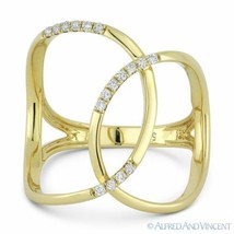 0.14ct Round Cut Diamond Right-Hand Overlap Loop Fashion Ring in 14k Yellow Gold - £871.02 GBP