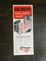 Vintage 1952 Clorets Chlorophyll Gum Sweet Kissing Original Ad 721 - $6.64