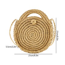 Round Straw Bags for Women Straw Crossbody  Bags Top Handle Woven Rattan Boho Ba - £50.02 GBP