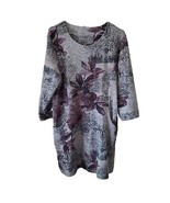 Gray Floral 3/4 Sleeve Dress with Pockets - $14.50