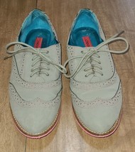 London Rebel Shoes Women&#39;s 8.5 Grey Hot Pink Oxford Faux Suede - $32.38