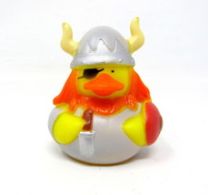 Viking Rubber Duck 2&quot; Red Braids Knife Horns Helmet Eye Patch Ducky Squirter - £6.75 GBP
