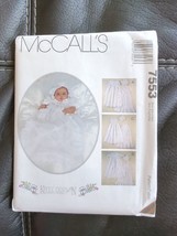 #7553 McCalls Infants Christening Gown Slip and Bonnet Sewing Pattern UC - £9.13 GBP