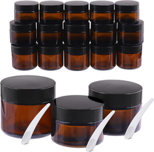 25Pcs Glass Jar Set - 15 Amber round Jars (1Oz, 1.7Oz, 2Oz) with Inner L... - $20.52