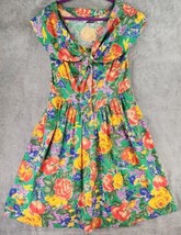 Sunshine Starshine Dress Womens 8 Multicolor Floral Vintage Pleated Butt... - £29.97 GBP