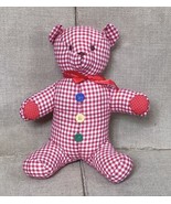 Rare Vintage Kurt Adler Plush Red White Gingham Teddy Bear Stuffed Anima... - £31.29 GBP