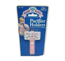 BABY KING REGENT PACIFIER HOLDER W/ RIBBON MY GIRL PINK W/ HEARTS NEW IN... - $14.25