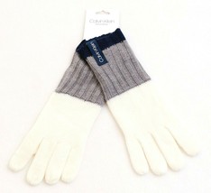 Calvin Klein Cream &amp; Gray Text Enabled Knit Gloves Women&#39;s NWT - £39.50 GBP