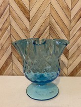 Blue Vintage Ruffled Glass Decorative Candy Dish [Item 478] - $13.10