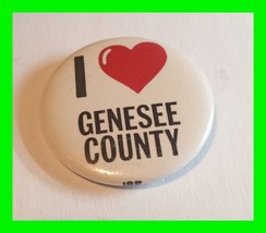 Vintage I Love Genesee County New York Pin Back Button - £11.67 GBP