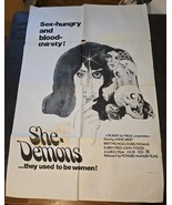 Vintage 1970s Horror Exploitation Movie Poster She-Demons Anne Libert Gr... - $2,713.97 MXN