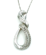 SUN Sterling Silver 1/10CT TW Diamond Infinity Pendant Necklace NOS - £53.24 GBP