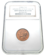 (1980) -p 5C Jefferson Níquel NGC Mint Error MS65RD Pulsado En 1C Planch... - $23,472.35 MXN