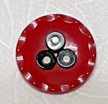 Vintage Stacked Celluloid Flower Poppy Red Black Button Just Over 1 Inch - $8.42