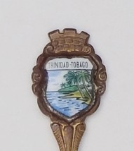 Collector Souvenir Spoon Trinidad Tobago Palm Trees Beach Porcelain Emblem - £7.07 GBP