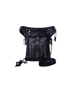 Fanny Pack Holster Bag, Unisex Studded Waist Bag, Black Leather Backpack... - $238.55 CAD