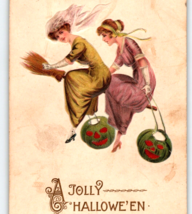 Halloween Postcard Two Witches Flying JOL Fantasy Gottschalk Dreyfuss Davis 2693 - $135.85