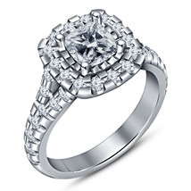 2. Ct Cushion Cut Simulated Diamond Engagement Wedding Ring 14K White Go... - $1,237.49 MXN