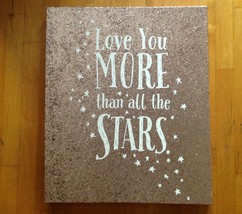 I Love You More Than All The Stars Pink Glitter Wall Art Décor Picture 20 X 25  - £42.81 GBP