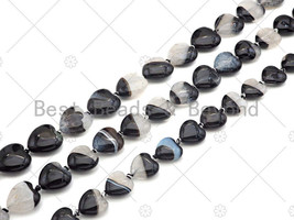 Natural Black White Druzy Agate Beads, 14/16/18mm Heart Shape Agate - Sku#YK06 - $13.00+