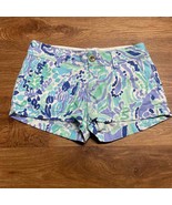 Lilly Pulitzer Lilac Nice Ink Walsh Shorts Cotton Blue Green Womens Size 00 - £30.14 GBP