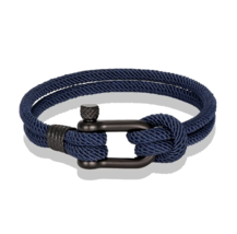 Stylish Paracord Bracelet Men Women Unisex Deep Blue Black 19cm - £9.38 GBP