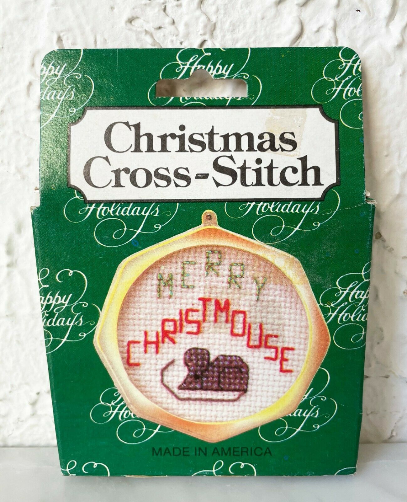 Merry Christmouse Christmas Counted Cross Stitch Ornament Kit w/Frame-Quill Art - $6.60