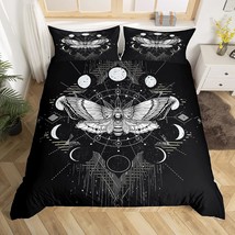 Death Moth Duvet Cover Set Queen Size Galaxy Sun And Moon Comforter Cover Boho G - £58.52 GBP