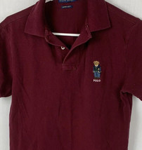 Ralph Lauren Polo Bear Polo Shirt Short Sleeve Maroon Custom Slim Fit Mens Small - £39.90 GBP