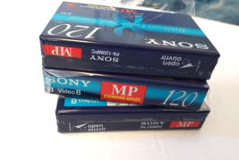 New 3 Pack Sony 8mm 120 Minute Video 8 MP Standard Grade Video Tapes P6-120MPC - £14.87 GBP