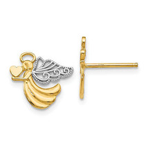 14K w/Rhodium Angel With Heart Post Earrings K4523 - $166.44